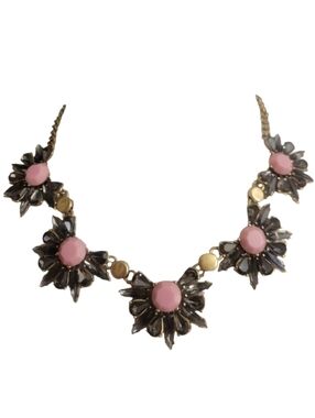 J. Crew Statement Necklace Dark Grey and Pink